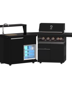 Alternative view of FODKT2582BLK Forno All'Aperto 62 600 BTU BBQ, 3 brûleurs en acier inoxydable, brûleurs infrarouges, module évier, plans de travail en pierre frittée noire, bar et centre de rafraîchissements