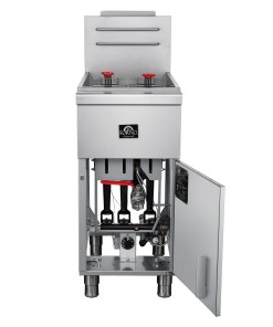 Alternative view of FCMGF0048 Forno Commerciale Natural Gas Deep Fryer, 3 Burners 90,000 BTU, 40 lbs, Millivolt Control