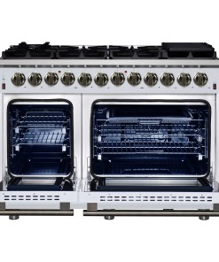 Alternative view of FFSGS6125-48WHT Forno Massimo 48 Inch Freestanding Dual Fuel Range in White with Antique Brass Accessories, 8 Burners, 6.58 cu. ft. Convection Oven