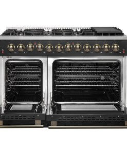 Alternative view of FFSGS6156-48BLK Galiano 48-inch Dual Fuel Range Black & Antique Brass Design with 8 Sealed Burners 107,000 BTU, 6.58 cu. ft. double ovens & Griddle