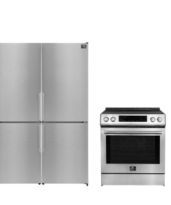 FBDL-008-01CAUS FORNO Premium 2-Piece Kitchen Bundle - Donatello 30" Induction Range, Guardia 46.8" Bottom Freezer Refrigerator - FBDL-008-01CAUS