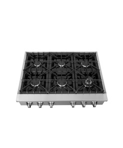 Alternative view of FCTGS5737-36 Table de cuisson à gaz de style professionnel Forno Cossato Alta Qualita de 36 pouces, acier inoxydable, 6 brûleurs scellés, puissance totale de 83000 BTU, grilles continues en fonte