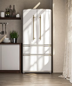 Alternative view of FFFFD1791-33WHT Forno Luigi 33-Inch French Door Refrigerator, 18 cu.ft, White Finish, Antique Brass Handles, ENERGY STAR Certified