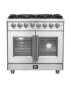 FFSGS6325-36 Forno Massimo 36-Inch Freestanding French Door Dual Fuel Range, 6 Burners, True Convection Oven