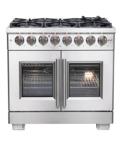 FFSGS6387-36 Forno Capriasca 36-Inch Freestanding French Door Dual Fuel Range, 6 Burners, True Convection Oven