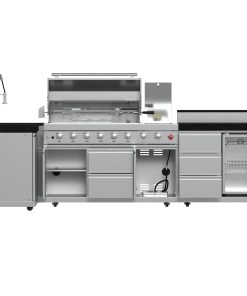 Alternative view of FODKT2520BLK FORNO Bulnes Barbecue de 40 pouces, 95 000 BTU, 5 brûleurs, infrarouge de saisie et de rôtisserie avec brûleur latéral, cuisine extérieure en acier inoxydable avec centre de boissons de 1,8 pi³ et comptoirs en granit noir