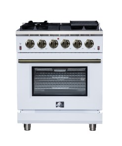FFSGS6239-30WHT Forno Massimo 30-Inch White Freestanding Gas Range, 5 Burners, True Convection Oven