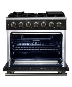 Alternative view of FFSGS6239-36BLK Forno Massimo 36-Inch Black Freestanding Gas Range, 6 Sealed Burners, Convection Oven, Energy Efficient
