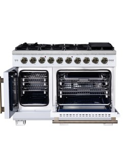 Alternative view of FFSGS6460-48WHT Forno Capriasca 48-Inch White Freestanding French Door Gas Range, 8 Burners, Convection Oven, Energy Efficient