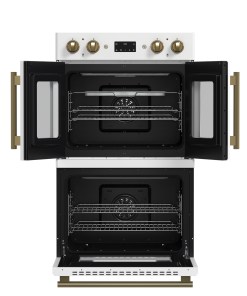 Alternative view of FBOEL1340-30WHT Forno Asti 30-Inch Double Electric Wall Oven with Upper French Doors in White & Antique Brass, 7.36 cu. ft. Dual True Convection, 7,200W, Air Fry, Sous Vide, Self-Clean