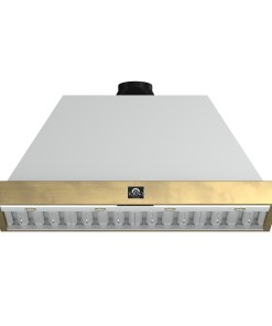 FRHWM5078-48WHT Forno Vittorio 48-Inch Wall Mount Range Hood, White with Antique Brass Trim, 600 CFM Airflow, Dishwasher-Safe Baffle Filters, Remote Control, 3-Speed Fan, Bright LED Lighting