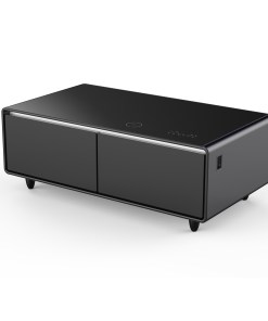 FCTFR7006-51BLK Forno Evoluto Tavolo 51-Inch Black Smart Coffee Table – Dual Refrigerator Drawers, Bluetooth 5.0 Audio, Wireless Charging & RGB Ambient Light