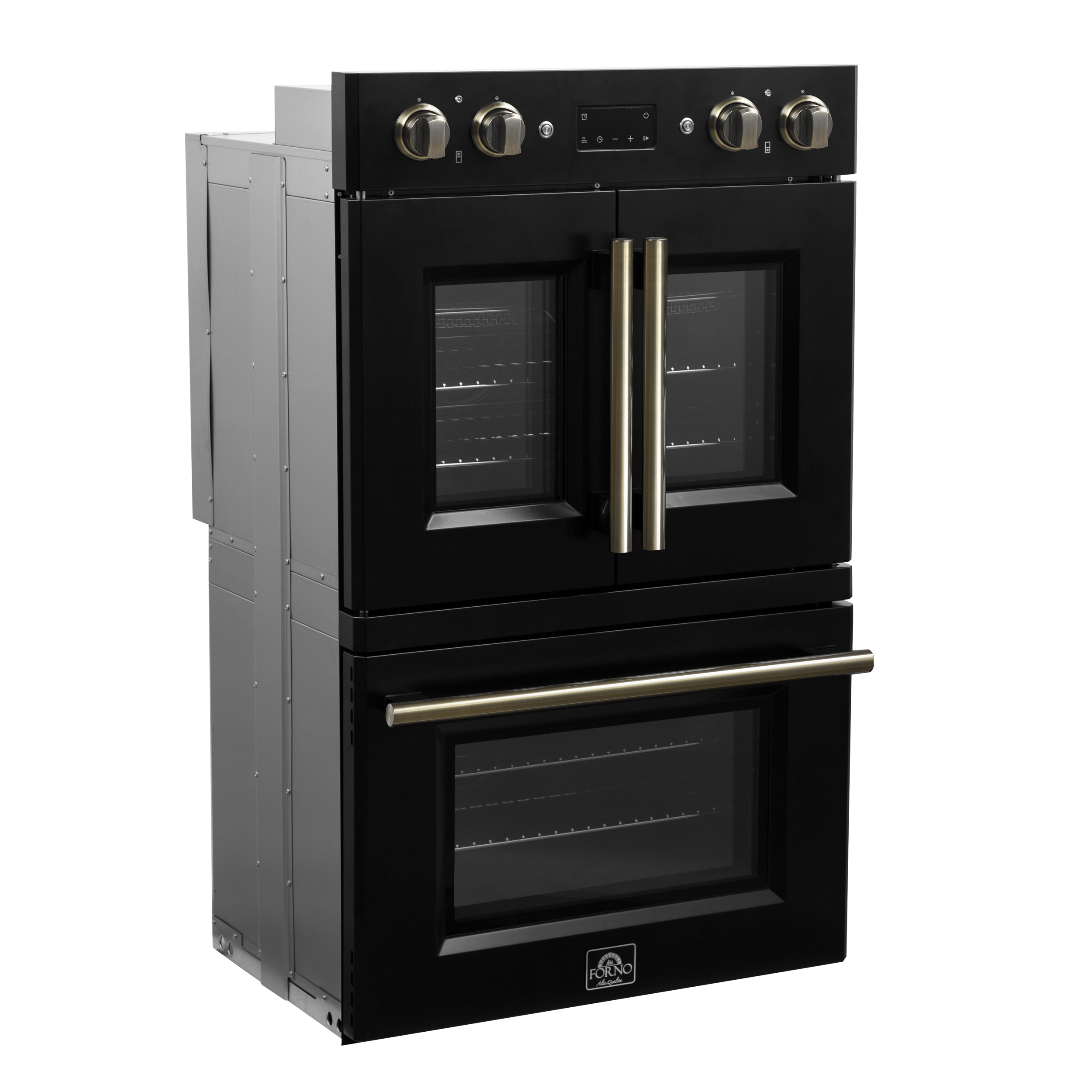 FBOEL1340-30BLK Forno Asti 30-Inch Double Electric Wall Oven with Upper French Doors in Black & Antique Brass, 7.36 cu. ft. Dual True Convection, 7,200W, Air Fry, Sous Vide, Self-Clean - Image 4