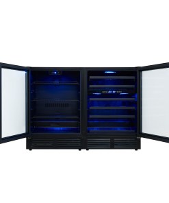 Alternative view of FWCDR6699-48BLK Forno Gemello 48 Inch Side-by-Side Wine and Beverage Cooler in Black with Antique Brass Handles, French Door, 9.6 cu. ft.