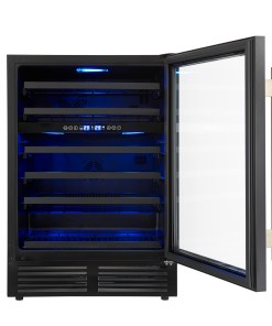 Alternative view of FWCDR6634-24BLK Forno Bacchino 24 Inch Wine Cooler, Black with Antique Brass Handles, with LED Lighting, Triple Glass Door, 51 Bottle Capacity, Built-In or Freestanding