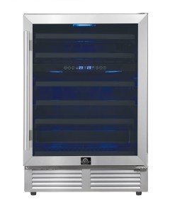 FWCDR6634-24S Forno Bacchino 24 Inch Wine Cooler, Stainless Steel, with LED Lighting, Triple Glass Door, 51 Bottle Capacity, Built-In or Freestanding