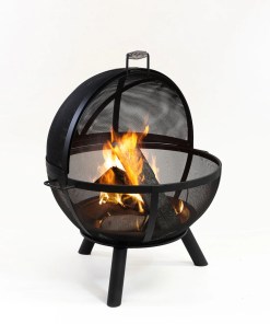 Alternative view of Deko Living 34 Inch Diameter Outdoor Steel Wood Burning Sphere Fire Pit with Screen Lid and Poker COB10508