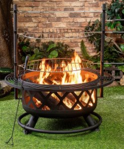 Deko Living Outdoor Steel Woodburner Fire Pit Grill & Rotisserie COB10505