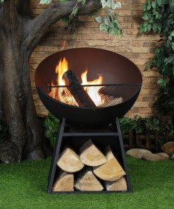Deko Living 30 Inch Round Outdoor Steel Wood Burning Fire Pit COB10515