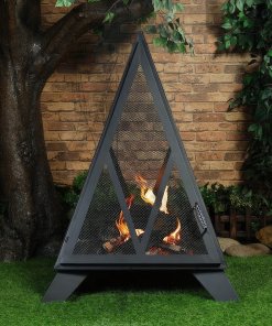 Deko Living Outdoor Steel Pyramid Wood Burning Fire Pit COB10516