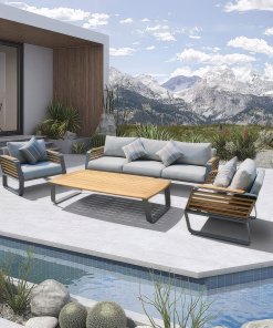 Ensemble Deko Living Palazzolo 4 pièces en teck pour patio avec table basse COP30004