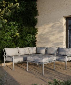 Ensemble canapé dextérieur 5 places et pouf gris Deko Living COP30015