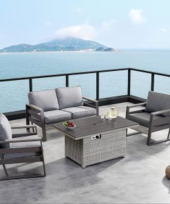 Deko Living Tricarico Outdoor Patio Set & Gas Firepit COP30901