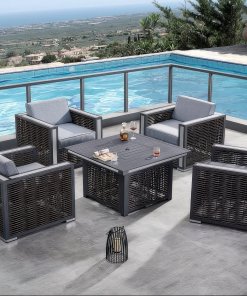 Deko Living Avola Outdoor Patio Set & Gas Firepit COP30902