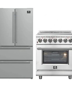 FORNO 2-Piece SS Kitchen Bundle - 30" Electric Range and 36" Bottom Freezer Refrigerator
