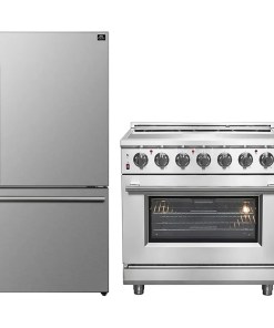 FORNO 2-Piece SS Kitchen Bundle - 36" Electric Range and 31" Bottom Freezer Refrigerator