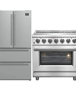FORNO 2-Piece SS Kitchen Bundle - 36" Electric Range and 36" Bottom Freezer Refrigerator
