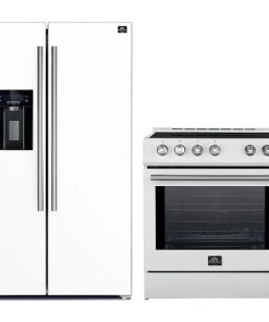 Alternative view of FORNO 2-Piece White Kitchen Bundle - 30" Induction Range and 36" Bottom Freezer Refrigerator