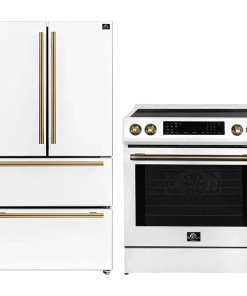 Alternative view of FORNO 2-Piece White Kitchen Bundle - 30" Induction Range and 36" Bottom Freezer Refrigerator